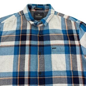 Scotch & Soda Shirt Mens L Blue Long Sleeve Button Up Flannel Plaid Cotton